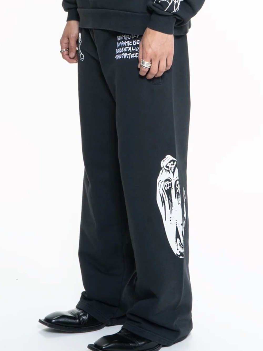 B.R.A.T. Clothing GOTH RUNNER TRACKSUIT BOTTOMS- MINERAL BLACK - Picture 3 of 6